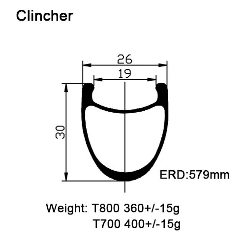 Carbonfan T800 700C Clincher ширина: 26 мм Глубина: 30 мм карбоновый обод дорожного велосипеда
