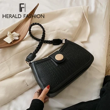 

Retro Stone Pattern Baguette Shape Bag Women Fashion PU Leather Armpit Bag French Shoulder Bag Luxury Design Handbag Lady Purse