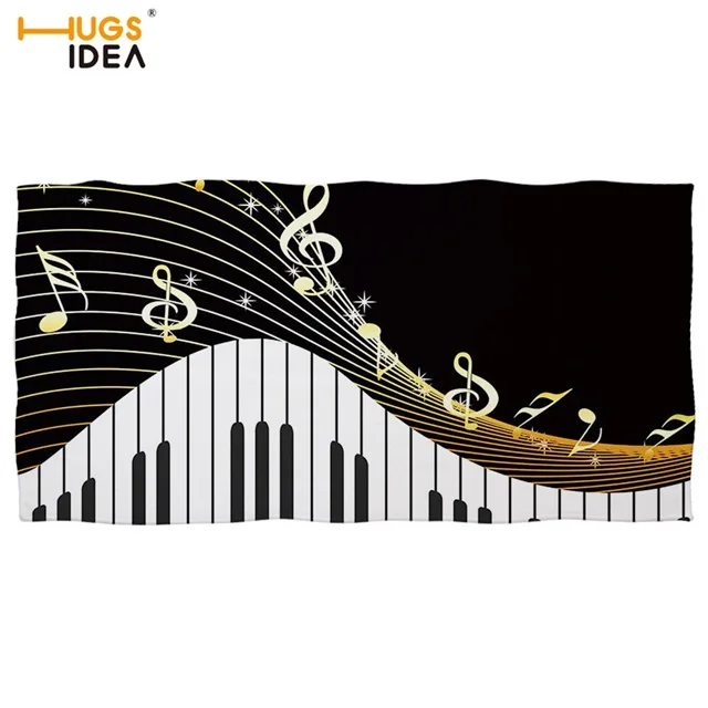 HUGSIDEA 3D Music Notes Print Hand Towel Piano Keyboard Beach Towel Multipurpose Towel for Bathroom/Hotel/Spa Fashion Blanket - Цвет: HMM974