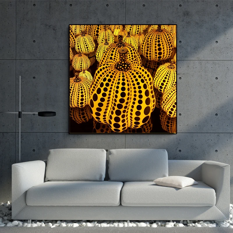 Yayoi Kusama жёлтая Тыква холст живопись Современные настенные художественные плакаты и принты настенные картины для гостиной Куадрос домашний декор