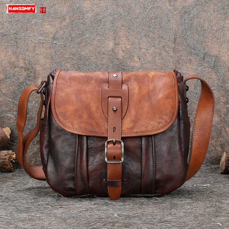 

Men Bags Male Small Shoulder Crossbody Bag Men Casual Retro Messenger Bags New First Layer Leather Soft Genuine Leather Vintage