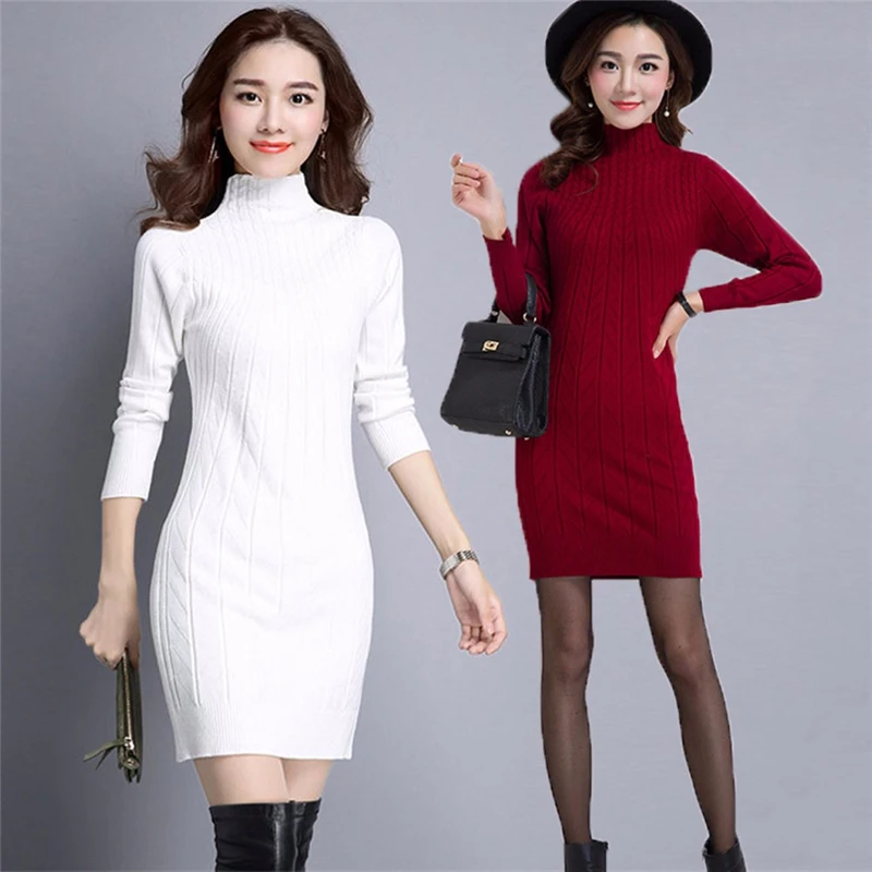 Long Sweater Dress Fall Winter Fashion Vintage Dresses Single-breasted Dress Mujer Autumn Vestido Ladies 807