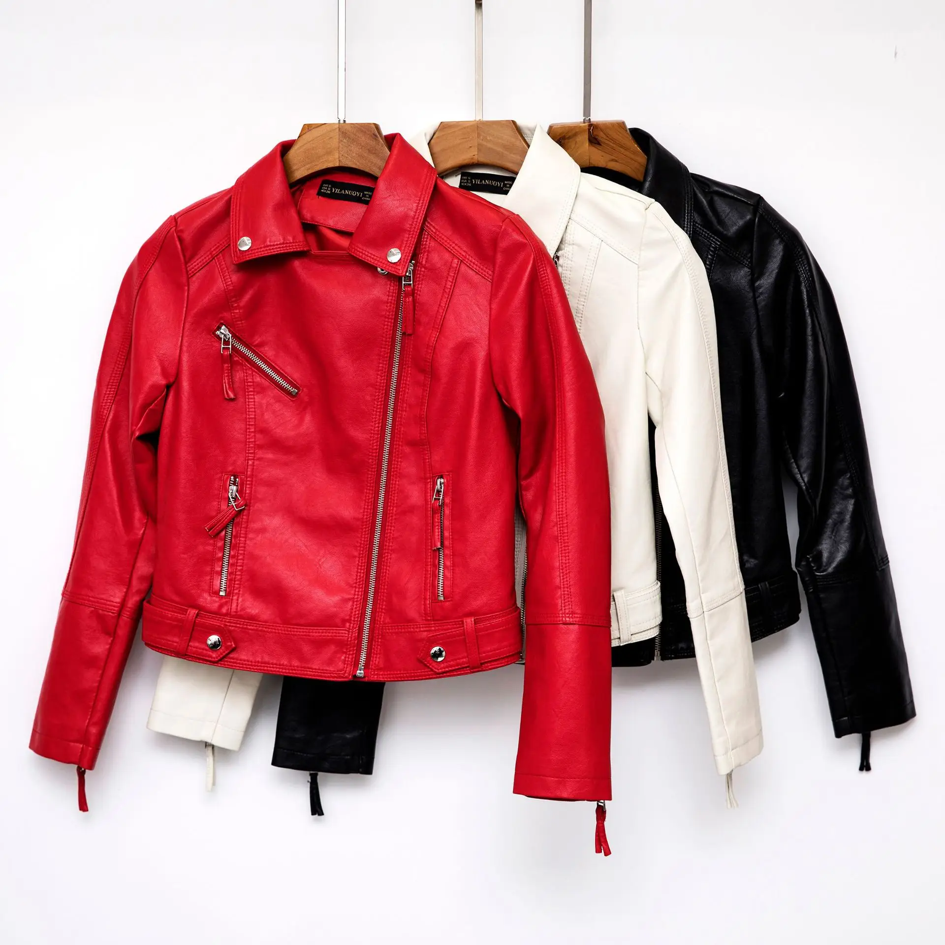 

2019 WOMEN'S Dress New Style Europe And America Women's Slim Fit Versatile Multi-Zip Detail PU Leather Biker Jacket Women's 0151