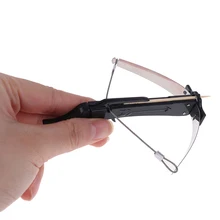 Mini corda de arco-besta kirsite plástico descompactar brinquedo super electroplate lançamento palito preto prateado cor aleatória