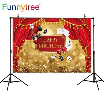 

Funnytree vinyl photozone backdrop Casino Party Poker Las Vegas Birthday curtain photography studio Photo background photophone