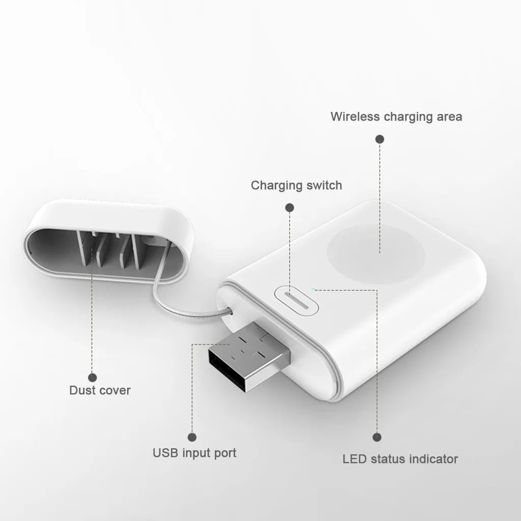 Для Apple Watch 4/3/2/1 часы Беспроводное зарядное устройство мини USB Быстрое беспроводное зарядное устройство часы портативные для Apple 1 2 3 4 часы зарядное устройство