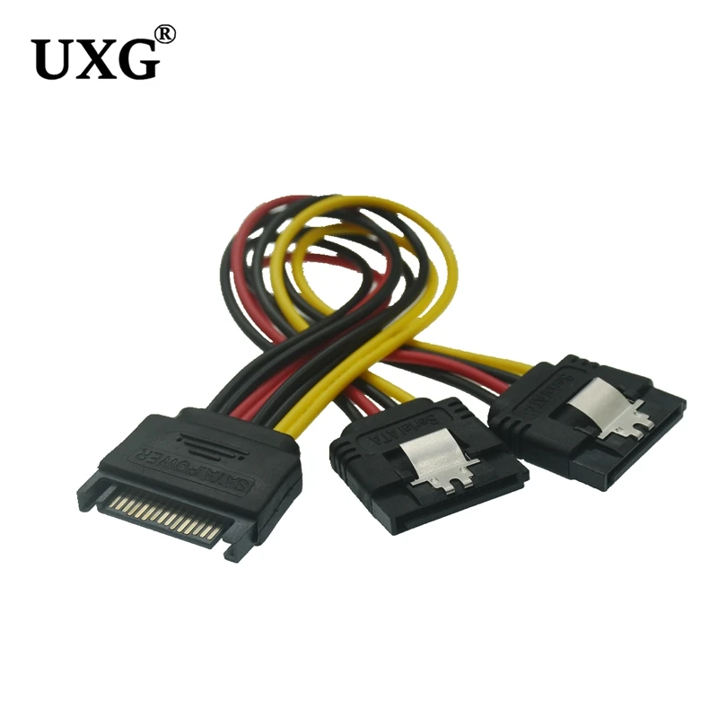 

Sata Power Cable 15 Pin Y-Splitter Adapter Male to 2 x 15Pin Female 18AWG Splitter Cord for PC HDD Hard Drive