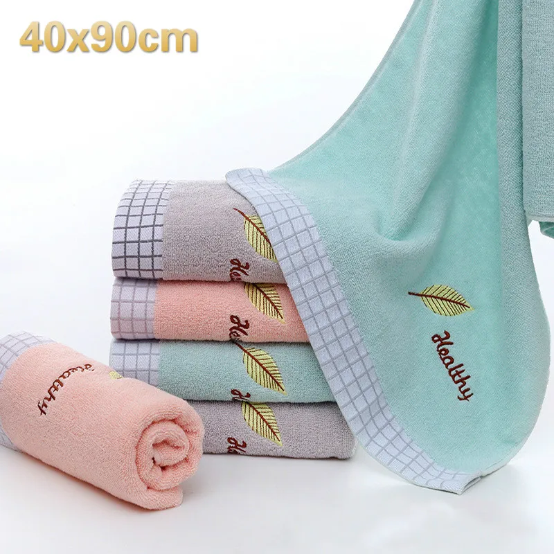 

Fashion Simple 100% Cotton Embroidery Leaf Men Women Washcloth Travel Camping School Dormitory Beach Towel Wedding Couple Gift