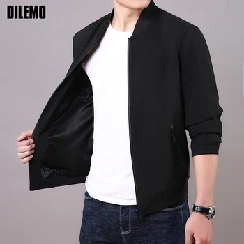 

2020 New Fashion Windbreakers Jackets For Men Streetwear Trend Overcoat Solid Color Autumn Winter Casual Coat Mens Clothes