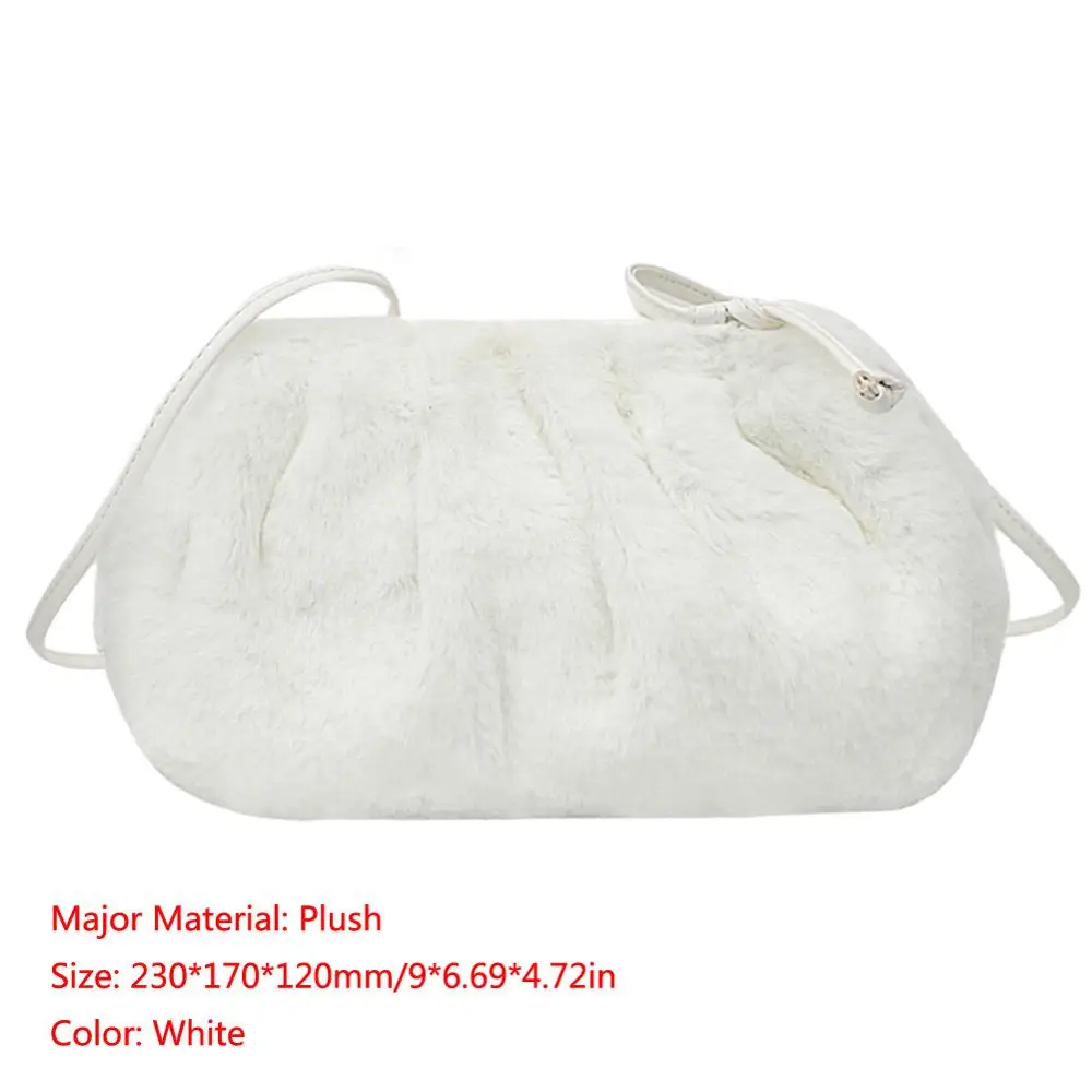 Plush White Мягкая кожаная маленькая сумка в облачной упаковке Madame на одно плечо, Наклонная Сумка Dumpling, сумочка, клатчи, сумки - Цвет: Plush White