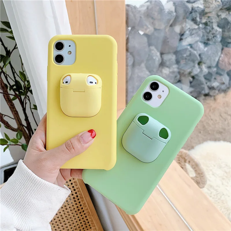2 в 1 чехол для телефона iPhone 11 Pro XS Max 7 8 Plus X XR жидкий силиконовый держатель