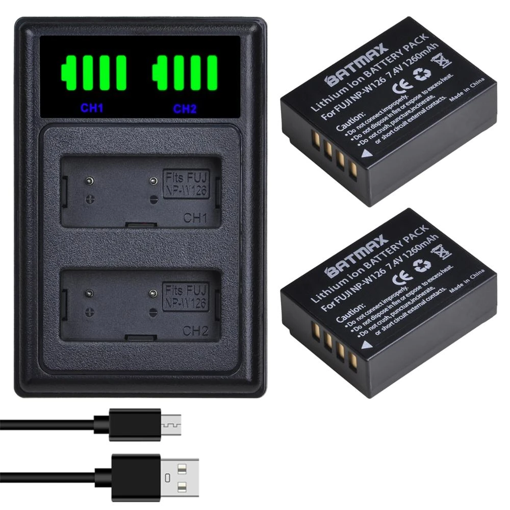 Batmax 1260mah Np W126 Np W126s Battery New Led Dual Usb Charger For Fujifilm X T20 X100f X H1 Xh1 X A5 Xa5 X A20 Xa20 X E3 X T3 Digital Batteries Aliexpress