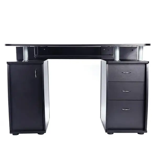 

15mm MDF Portable 1pc Door with 3pcs Drawers Computer Desk Black durable and sturdy