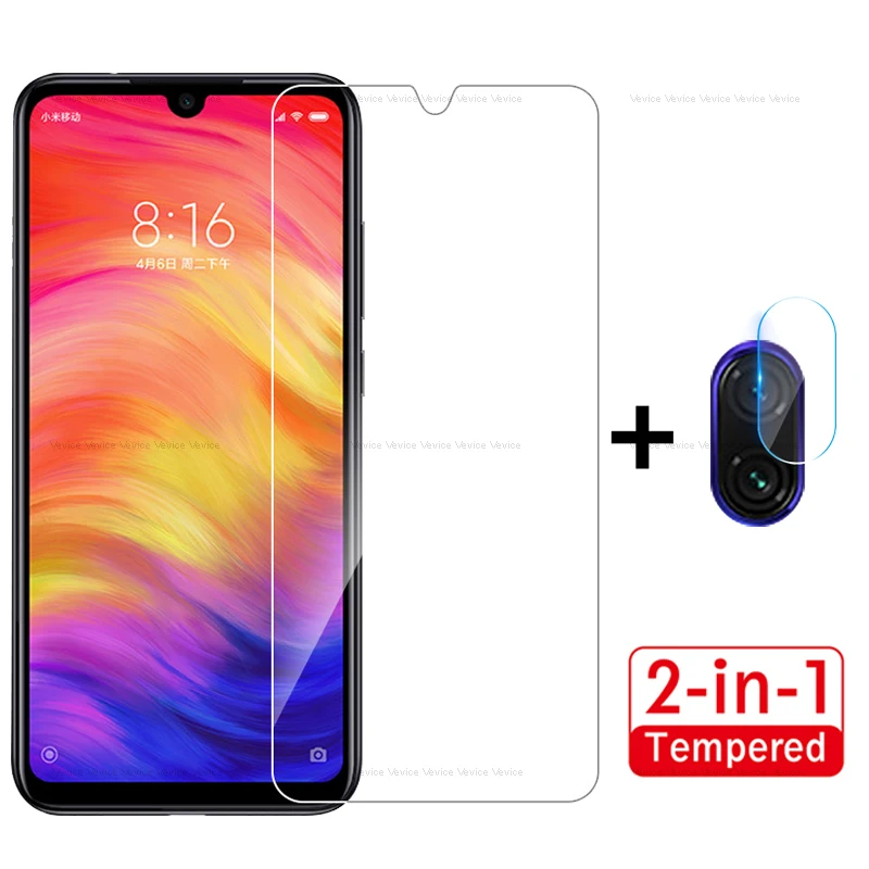 2 в 1 стекло для Xiaomi Redmi Note 7 5 6 Pro 6A Mi 9 8 SE Mi8 Lite защита экрана и объектив камеры
