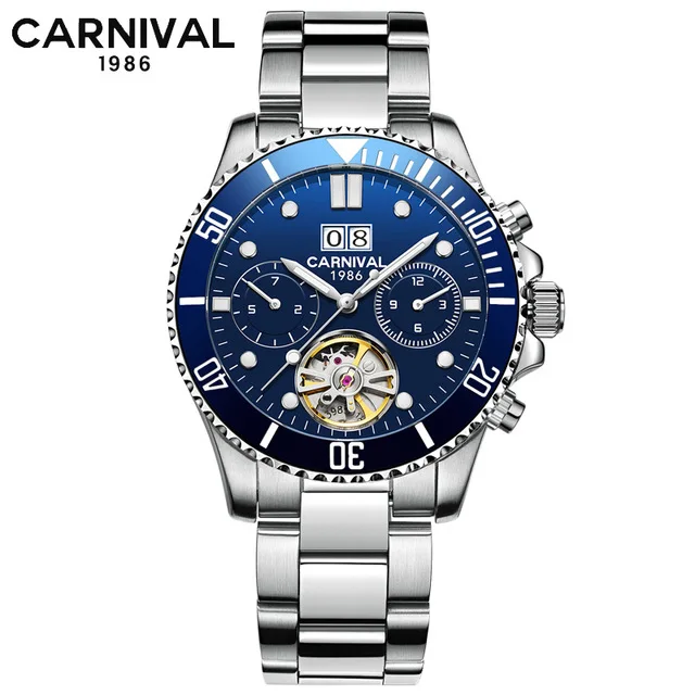 2019Carnival Tourbillon автоматические механические часы мужские часы лучший бренд класса люкс водонепроницаемые светящиеся зеленые спортивные часы relogio - Цвет: 03