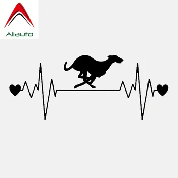 

Aliauto Creative Car Sticker Lovely Dog Racing Whippet Heartbeat Line Vinyl Accessories Waterproof Reflective Decals,16cm*6cm