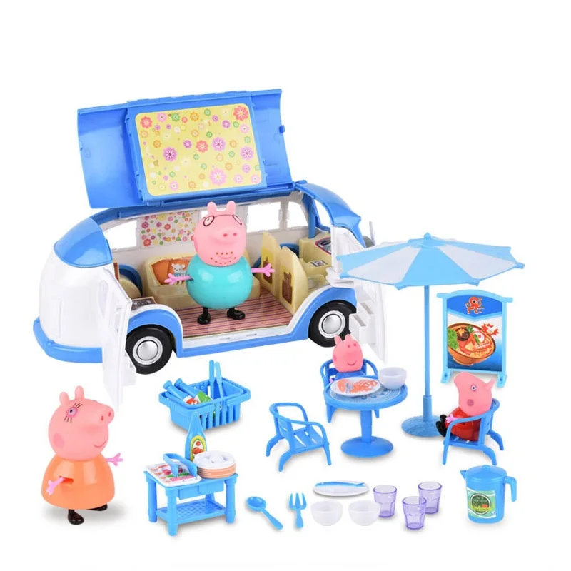 

Peppa pig George family Toys Car Dining Car Spring tour anime Action Figure Anime toys Family Party Dolls birthday gifts kids