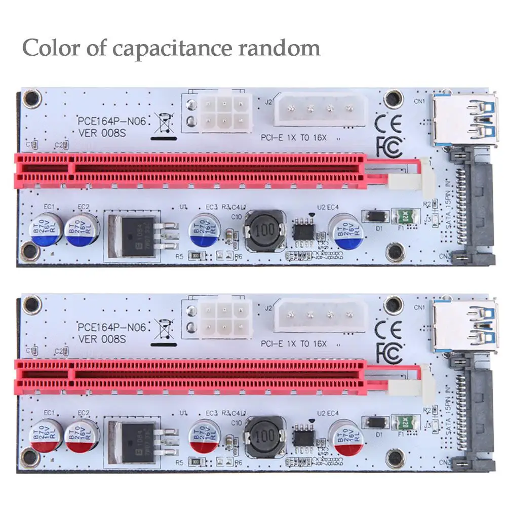 60cm PCI-E Riser Card VER008S 4Pin 6Pin SATA Power 008S PCIe 1x 16x Adapter USB 3.0 Cable For Bitcoin Miner BTC Mining