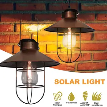 

Retro Solar Led Garden Light Iron Hanging Lamp Outdoor Waterproof Landscape Decoration Lamp Portable Lantern Table Light