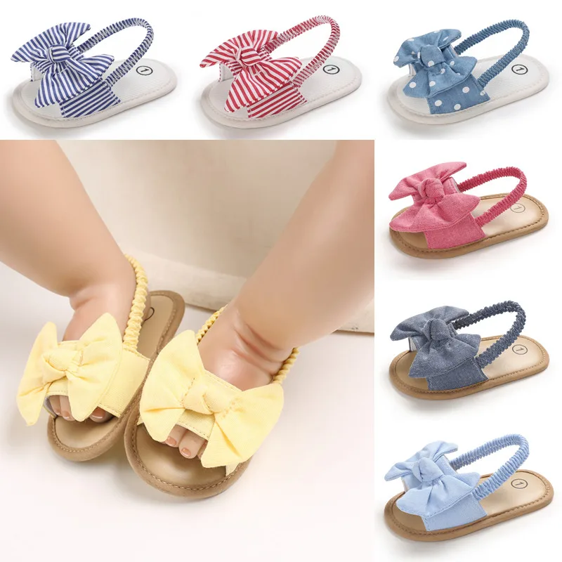 2024 Breathable Cute Bow Summer Baby Girls Sandals, Toddlers Simple Style  Multi Color Soft Sole Shoes Outdoor Indoor Prewalker 1