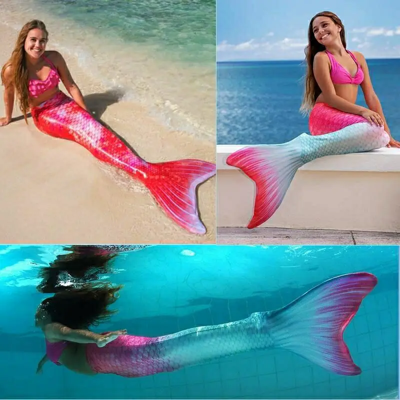 Women Girls Mermaid Tails Cosplay Bathing Beach Swimmable Flower Mermaid Costume No Monofin Swimwear Clothes For Kids Adult cosplay costume mermaid costume