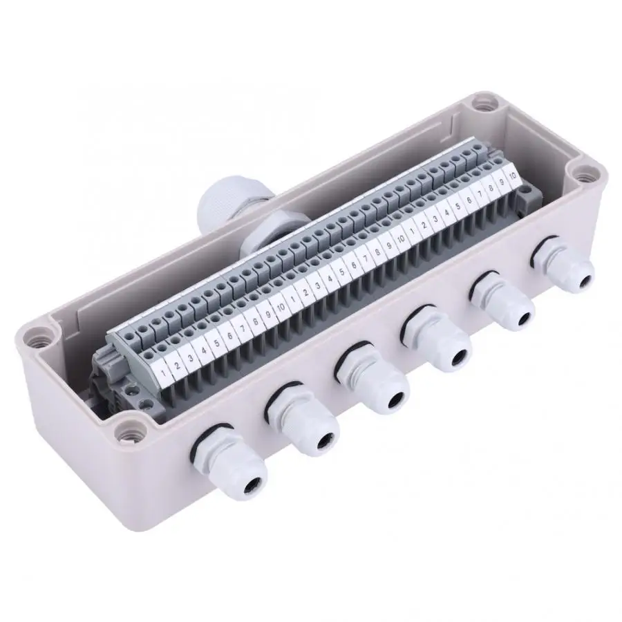 

ABS Waterproof Cable Wire Connector Junction Box UK Type Electric Enclosure Terminal Box With Cable Glands 250 x 80 x 85mm