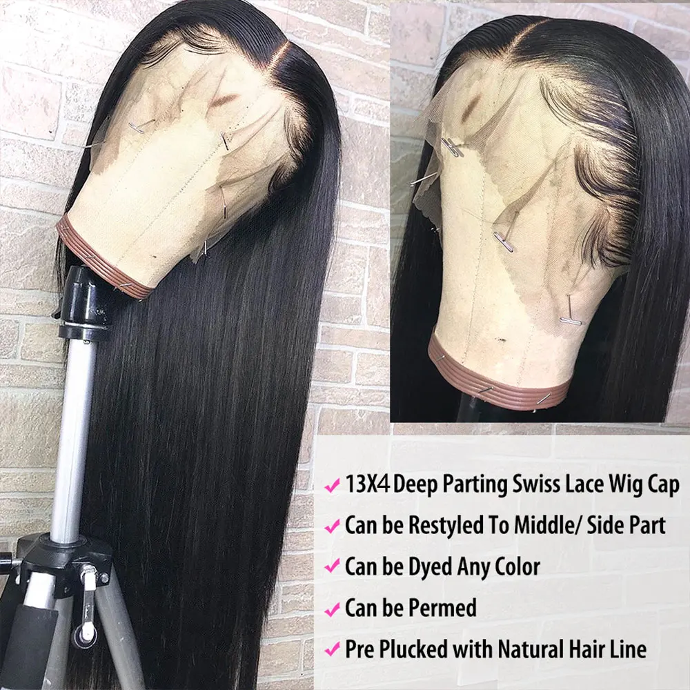 28 30 40 Inch Lace Front Human Hair Wigs for Black Women Pre Plucked Brazilian Remy Hair 13x4 Straight Lace Frontal Wig