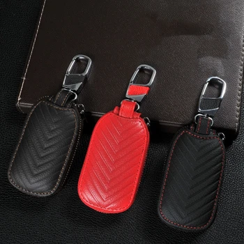 

Genuine Leather Keychain Holder Case Car Automobie Key Pouch Wallet Men Women Automobile Housekeeper Organizer Keys Bag