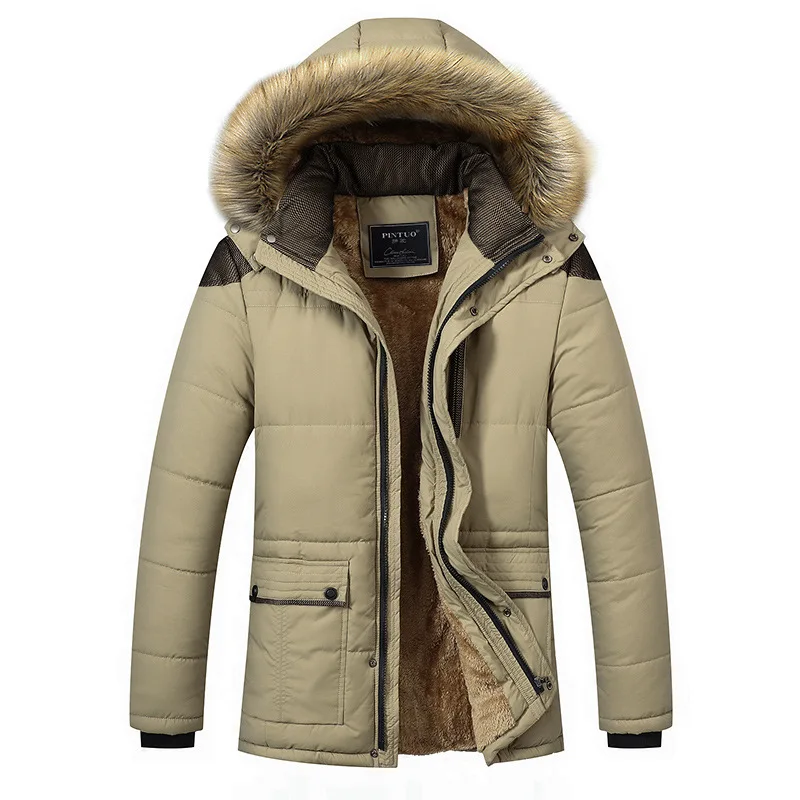 Мужская куртка с меховым воротником и капюшоном, зимняя куртка, новая модная теплая шерстяная куртка с подкладкой, мужская куртка и пальто, ветрозащитные мужские парки Casaco