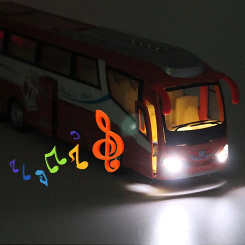 1:32 Alloy Car Models High Simulation City Bus Metal Diecasts Toy Vehicles Pull Back and Flashing and Musical