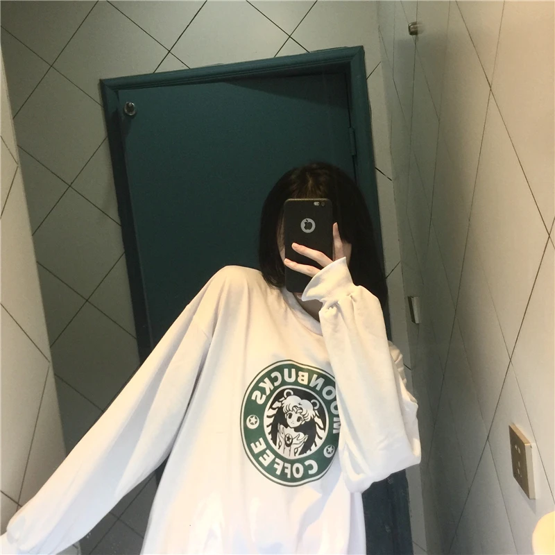 Осенняя Женская одежда, новинка, корейский Ulzzang Harajuku, мультяшный Сейлор Мун, толстовки, худи для женщин и девочек, худи, Топ