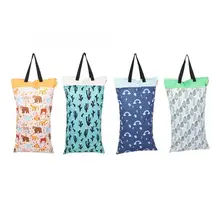 1 шт. Многоразовые водонепроницаемые модные принты влажная сухая детская подгузник сумка двойной карман тканевая ручка Wetbags 40*70 см