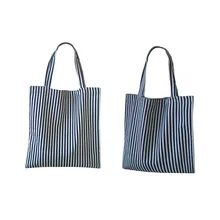 

6PCS/LOT Women Shopping Bag Canvas Shoulder Bags Casual Tote Pouch Female Stripe Large Capacity Handbag