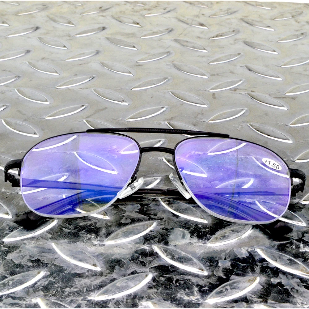 Oversized Double Pilot Style Half-rim Spectacles See Near N Far Progressive Multi-focus Reading Sunglasses To+4 - AliExpress