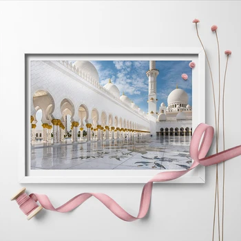 

Wall Art Sheikh Zayed Grand Mosque Canvas Painting Muslim Architecture Landscape Poster Wall Sticker Canvas Print Home Decor