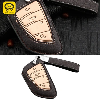 

CarManGo Car Accessories Key Case Cover Trim Key Holder Bag Cap Protector Cow Suede Decoration For BMW X3 G01 X4 G02 2018-2020