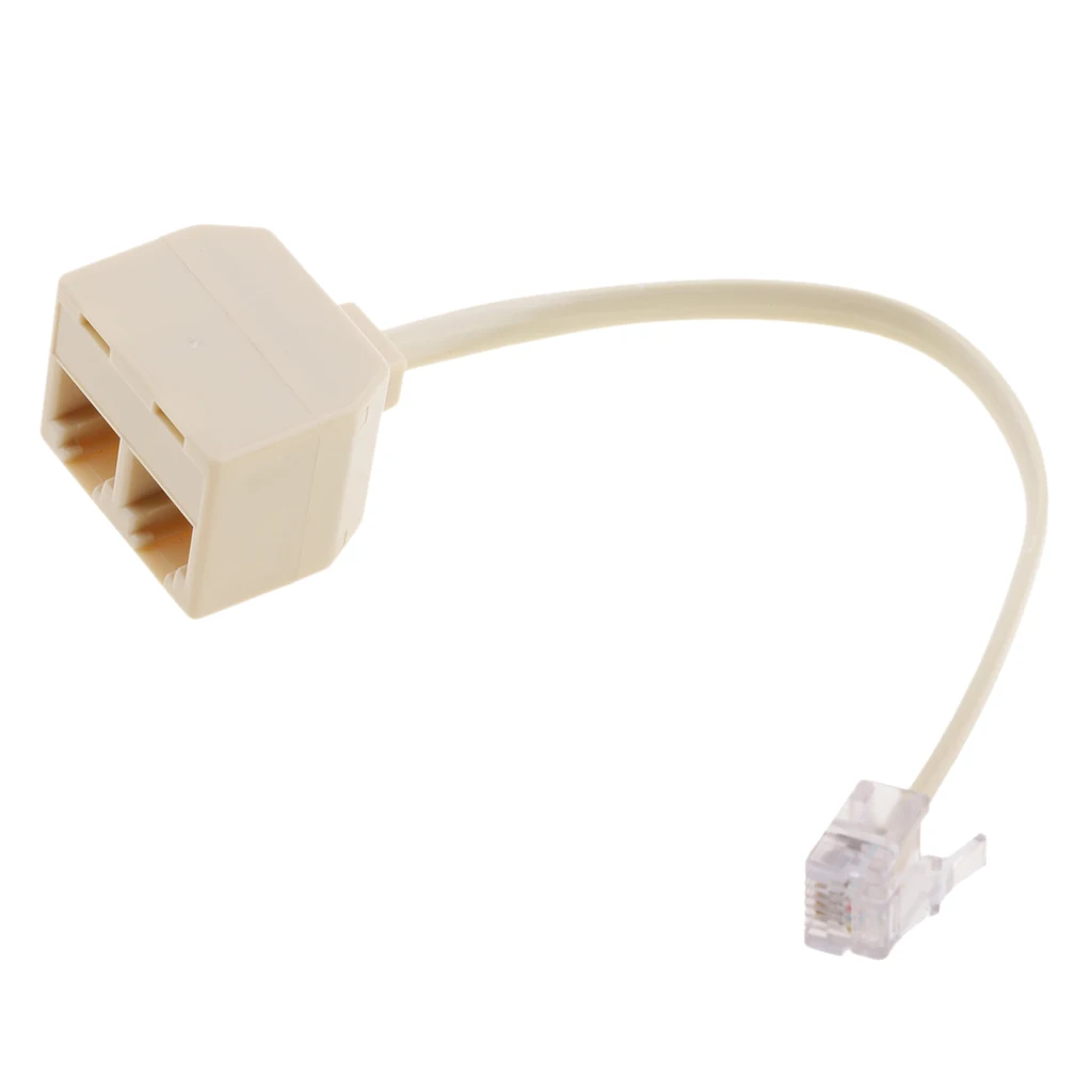 2 Way Outlet RJ11 Phone Modular Jack Line Splitter Adapter 6P4C Beige