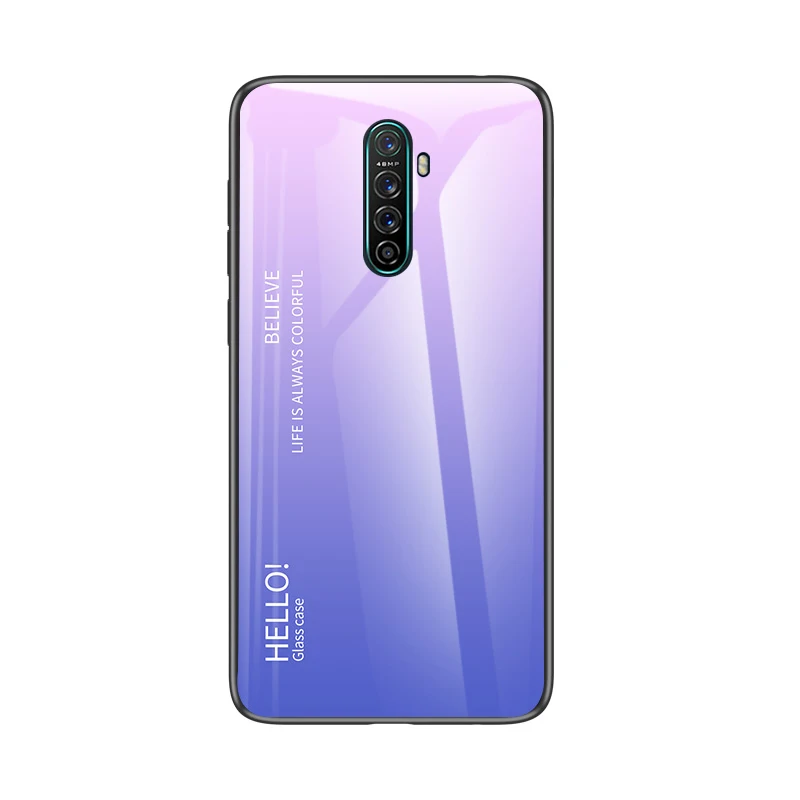 Pink and Purple Чехол для Oppo Realme X2 Pro 6," Модный стеклянный чехол для телефона для Oppo Reno Ace чехол Полная защита бампер крышка - Цвет: Pink and Purple