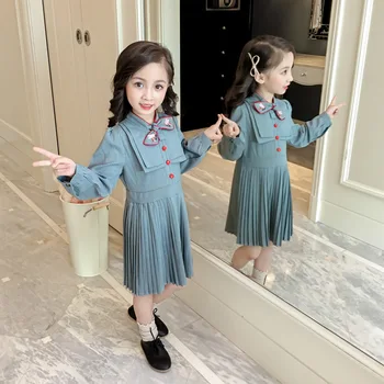 

Girl'S Long-sleeved Dress 2020 Spring And Autumn New Style Baby Girls fu gu qun Children Western Style Skirt Fashion
