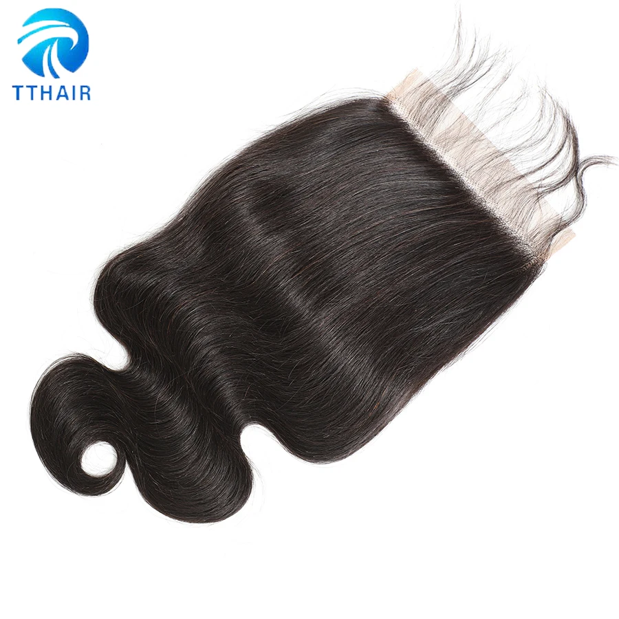 TTHAIR 6x6 Кружева Закрытие тела синтетические волосы волнистые Remy бразильские человеческие волосы закрытие натуральный цвет Предварительно сорвал швейцарская шнуровка
