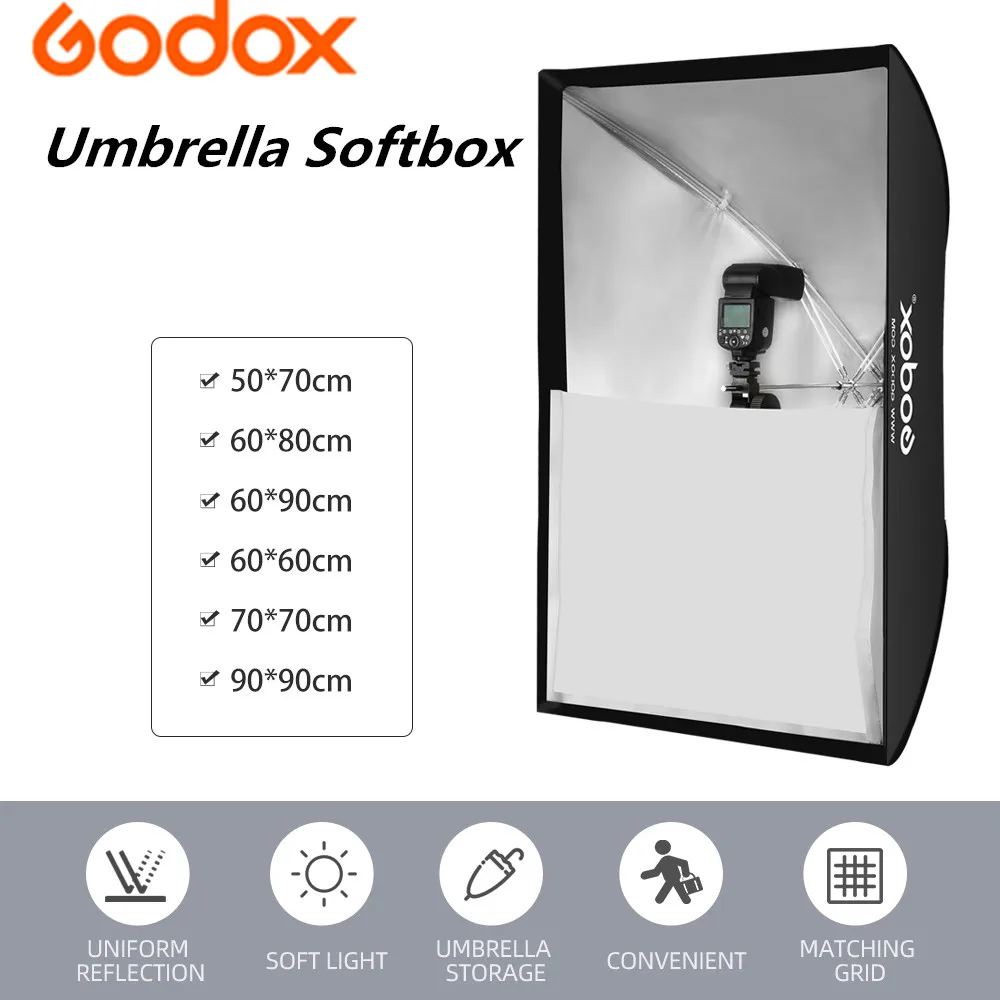 Godox портативный 60*90/50*70/60*60/60*80/70*70/90*90 см Зонт софтбокс для Фото Отражатель