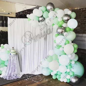 

146Pcs/Set Baby Birthday Balloons Garland White Metallic Silver Latex Balloon For Lady Wedding Party Decorations Supplies Globos