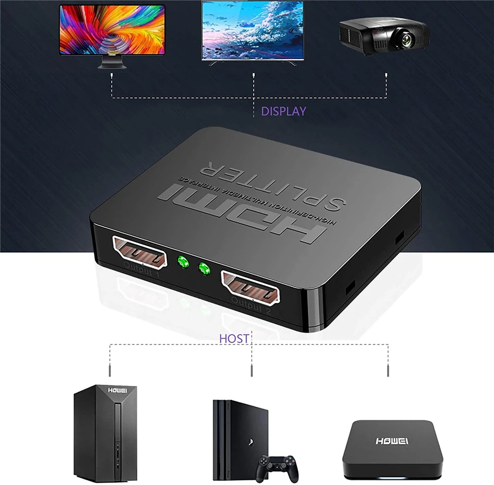 Entradas e 2 Hdmi2.0 para Ps4 Divisor Hdmi Melhor Adaptador 4k 1x2 1 Entradas 2.0 Interruptor Amplificador Hdr Apple tv Xbox Ps5 2022 - Image 4