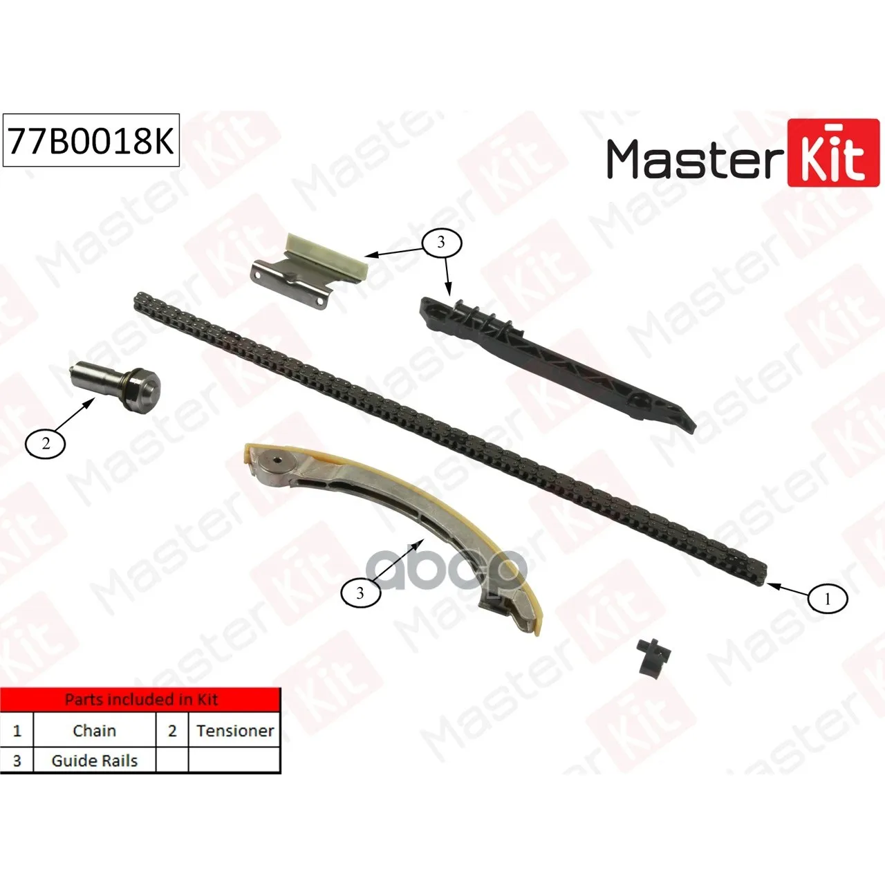Комплект Цепи Грм Opel Vectra C 2.2i 16v Z22se 02-(Co Звездочками) MasterKit арт. 77B0018K