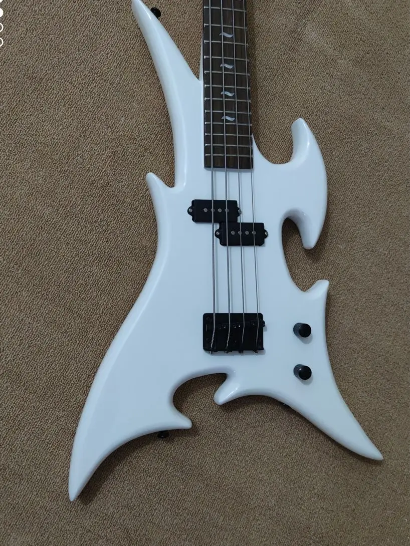 Guitare A 4 Cordes En 7 Lettres Guitare électrique basse personnalisée à 4 cordes de forme spéciale, touche  en acajou avec lettres, reliure de matériel noir, transport gratuit |  AliExpress