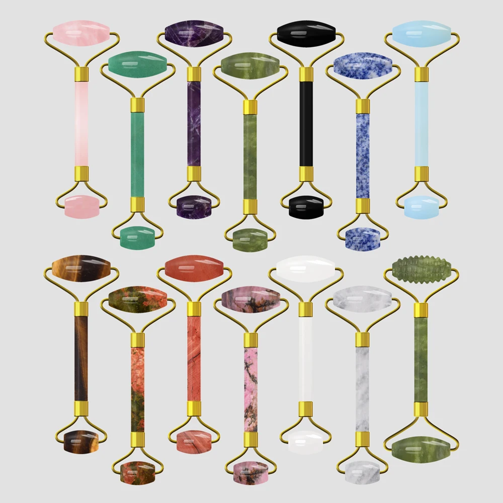 

Нефритовый массажер для лица, каменный ролик натуральный нефрит, омолаживающий, роликовый массажер лица розовый кварц, Нефритовый ролик, массаж подтяжка лица