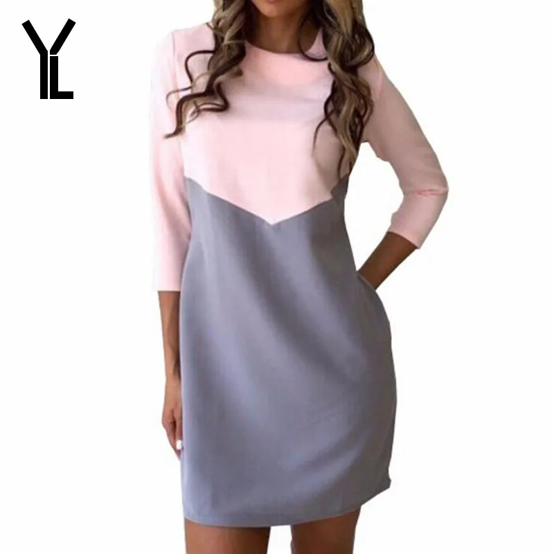 Женское Повседневное платье YL Брендовое свободное облегающее платье-мини двух