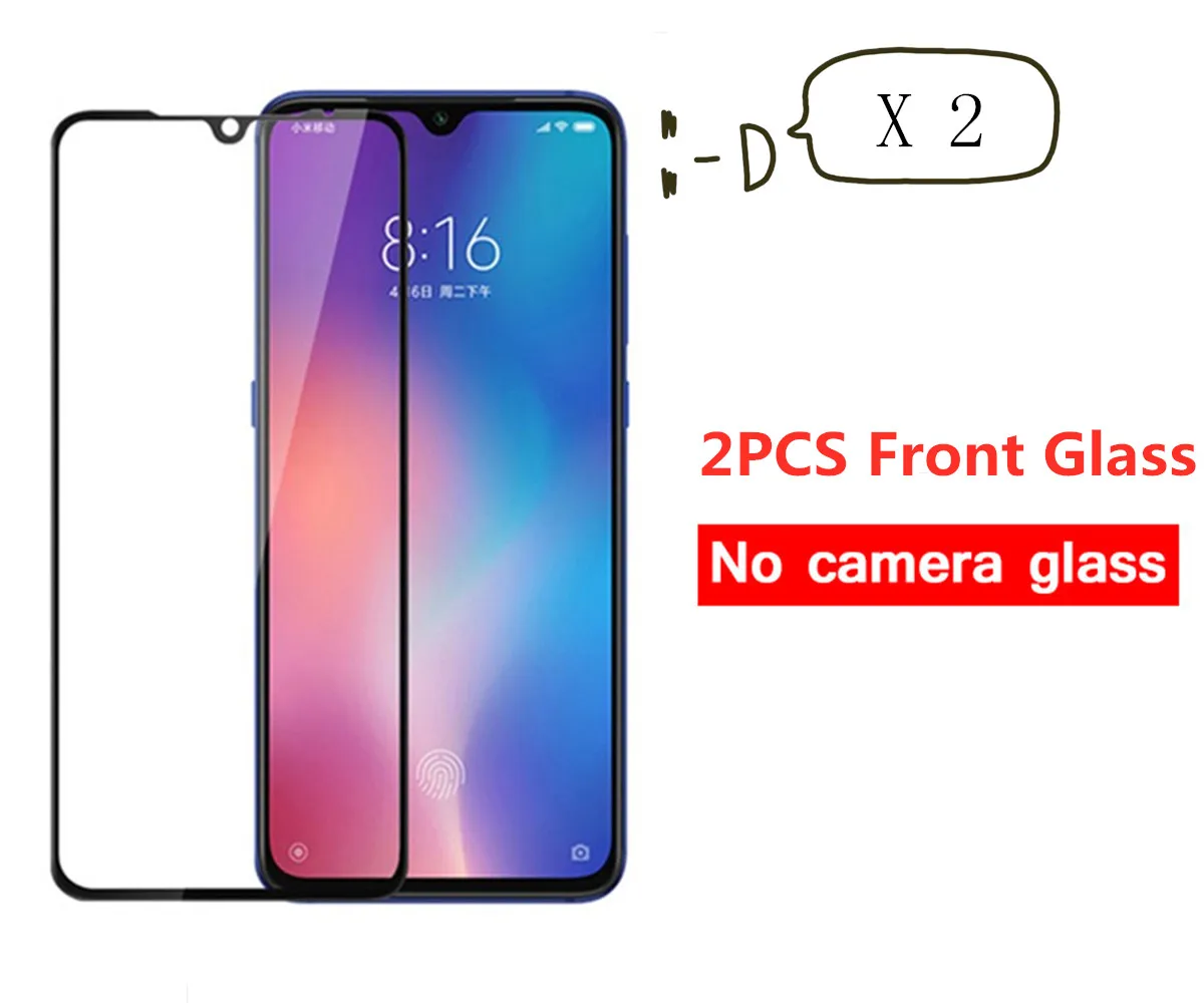 2PCS Front Glass 2 в 1 объектив камеры закаленное стекло для Xiaomi mi A3 Lite mi 9T pro стекло Защитная пленка для Xiaomi mi A3 mi 9 SE CC9 E - Цвет: 2PCS Front Glass
