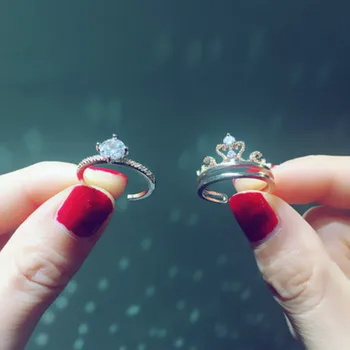 

Luxury S925 Sterling Silver Zircon Ring for Woman Crown Resizable Ring Fashion Wedding Banquet Jewelry Gift Girls