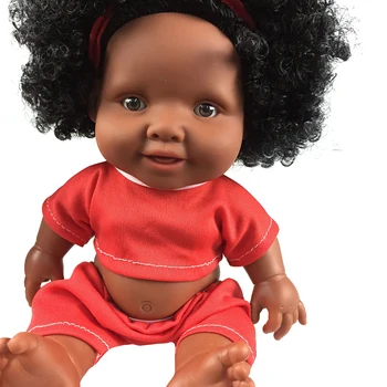 

10inch Soft Vinyl Birthday Interactive Games Home Full Body Gift Christmas For Girls Simulation Lifelike Toys African Baby Doll